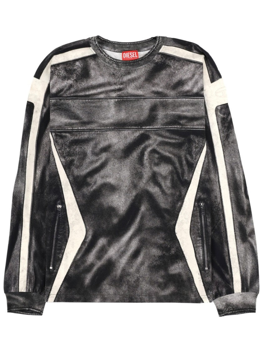 Diesel Black Geometric Panel Cotton T-Shirt