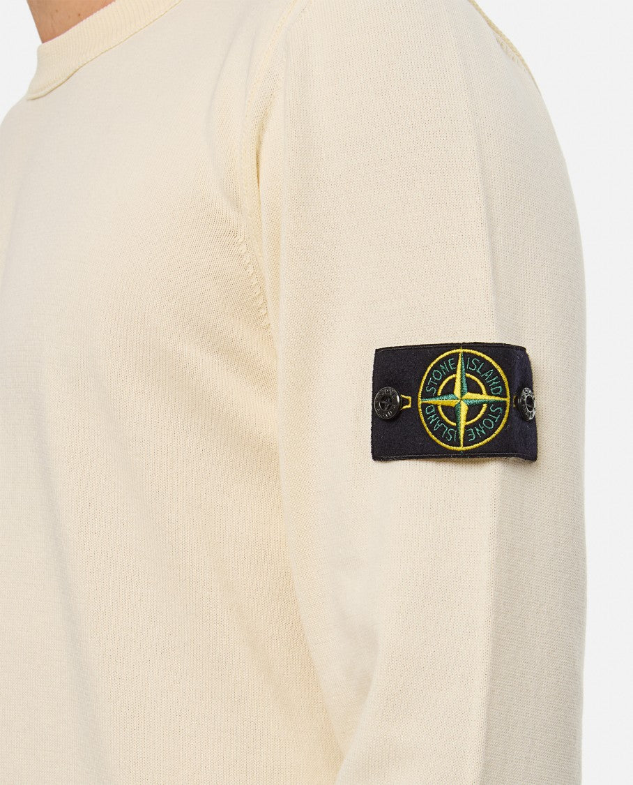 Stone Island Ribbed Crewneck Sweater With Stitching Pattern