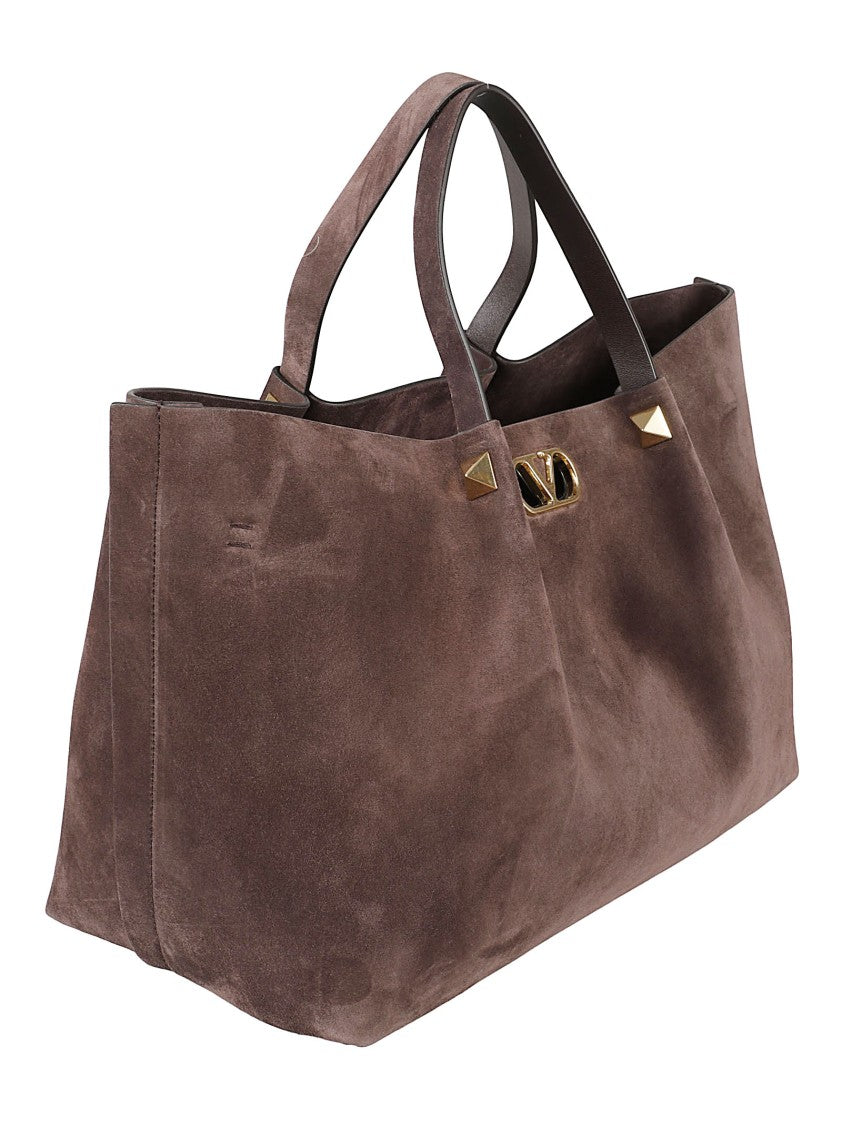 Valentino Garavani Suede-Finish Split Calf Leather Large Tote Bag
