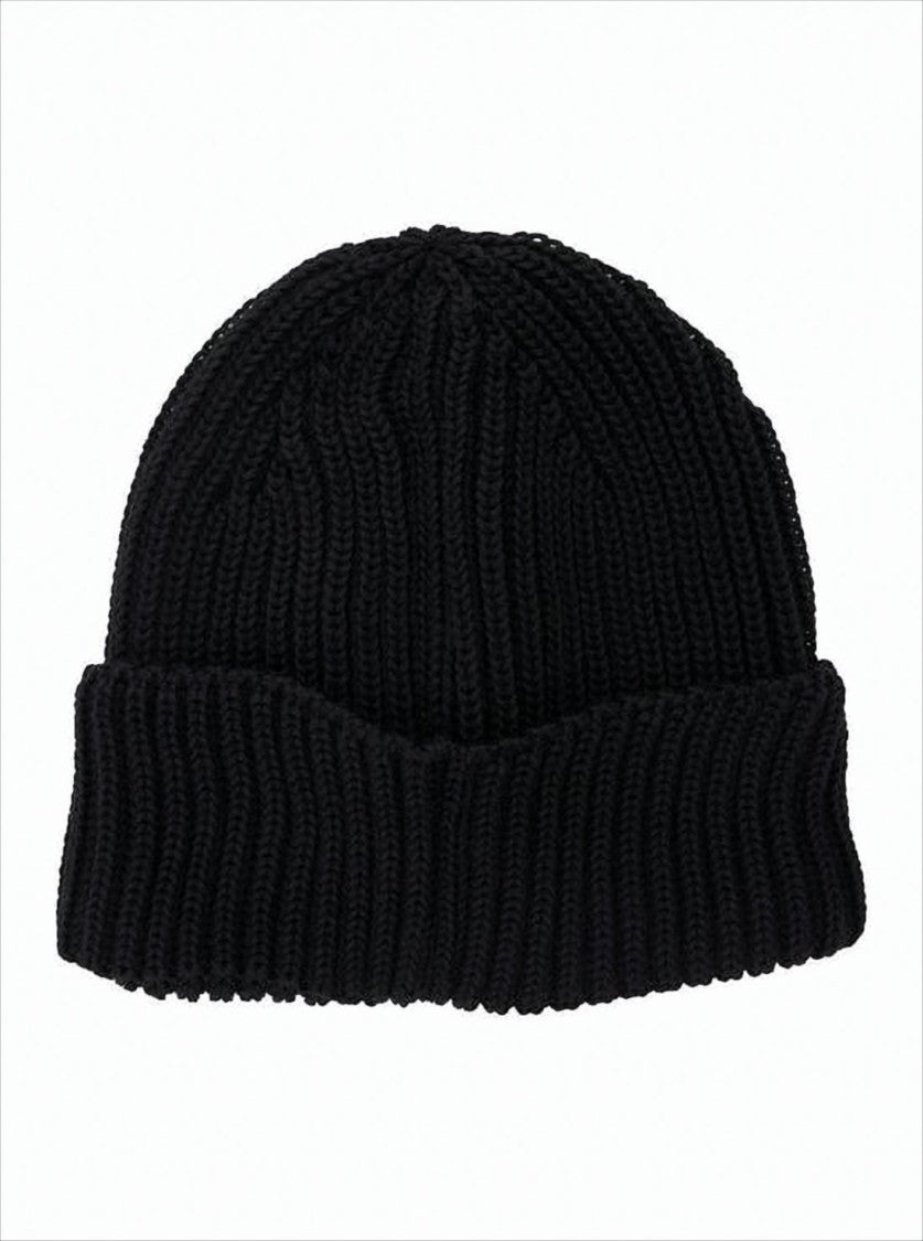 C.P. Company Ribbed Wool Beanie With Glossy Emblem
