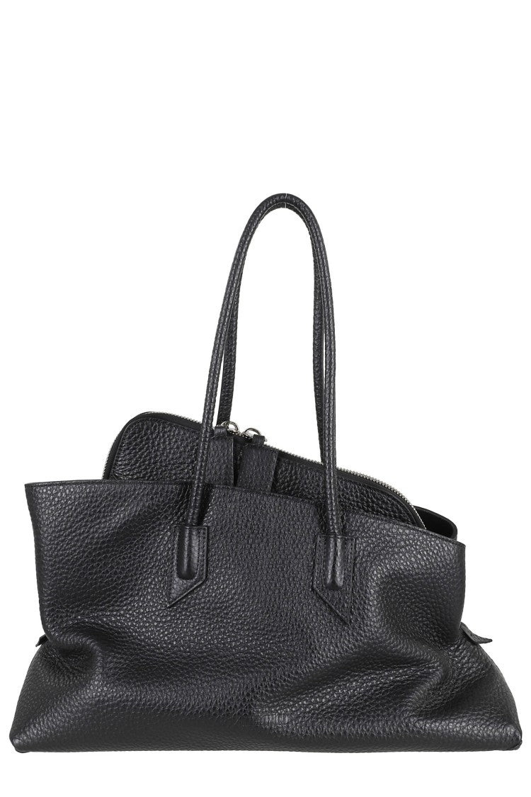 The Attico Black La Passeggiata Medium Leather Tote Bag