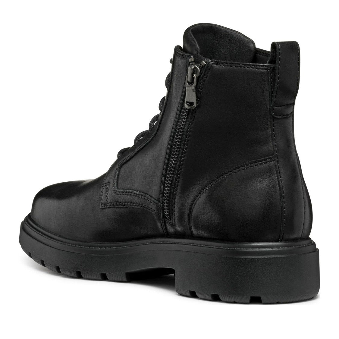 Geox Spherica Ec7 Black Smooth Leather Ankle Boots