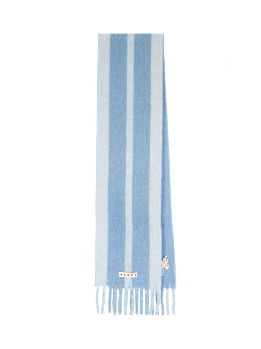 Marni Striped Logo Scarf – Light Blue