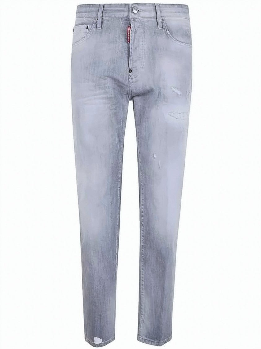 Dsquared2 Light Grey Distressed Denim Pants