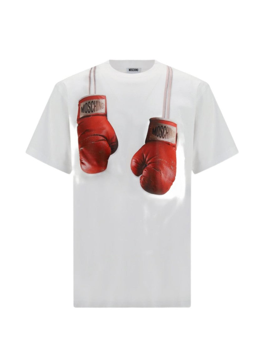 Moschino Boxing Glove Print Silk Blend T-Shirt
