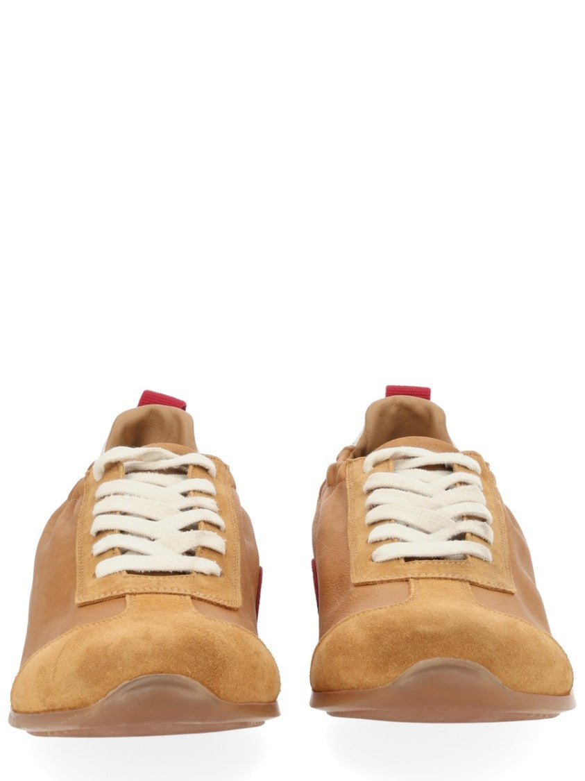 Uma Wang Tan Minimalist Suede Accent Leather Sneakers