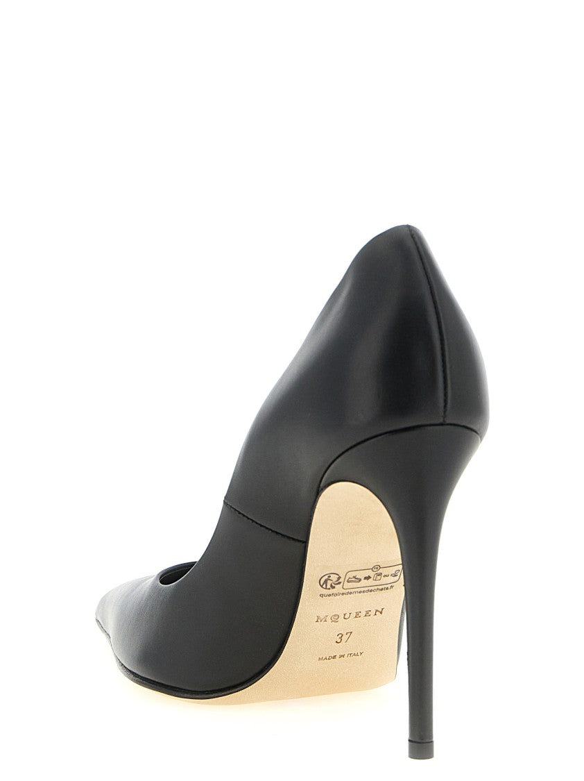 Mcqueen Pointed Toe Leather Pumps With Stiletto Heel