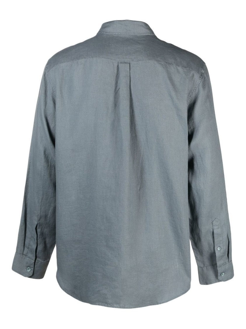 Vince Grey Relaxed Fit Linen Long-Sleeve Shirt