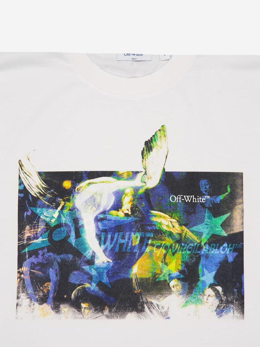 Off-White Graphic Print Cotton T-Shirt With Artistic Elements