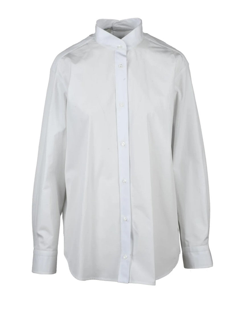 Fendi White Mandarin Collar Cotton Shirt