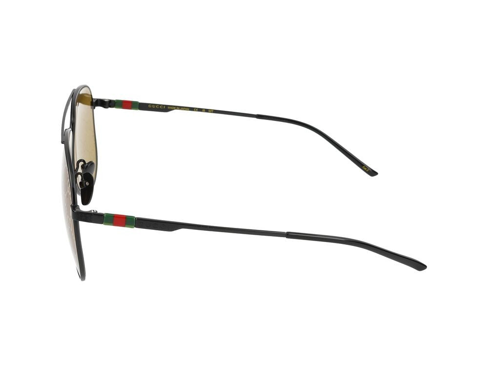 Gucci Black Yellow-Tinted Lenses Aviator-Style Sunglasses
