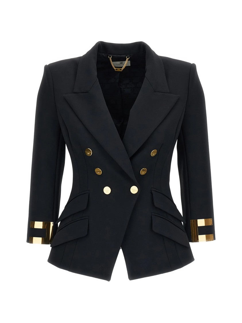 Elisabetta Franchi Tailored Black Blazer With Double-Breasted Front