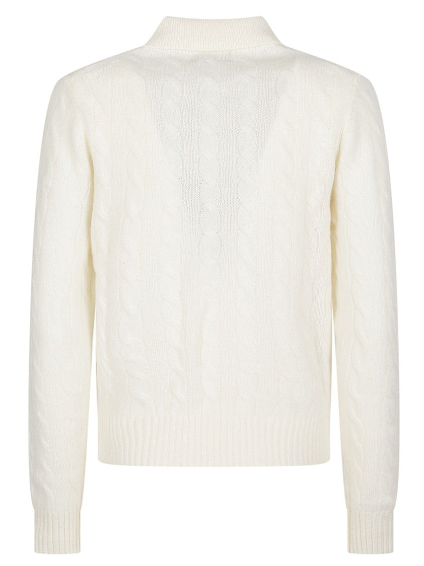 Polo Ralph Lauren Long Sleeve Polo Neck Cable Knit Wool-Blend Sweater