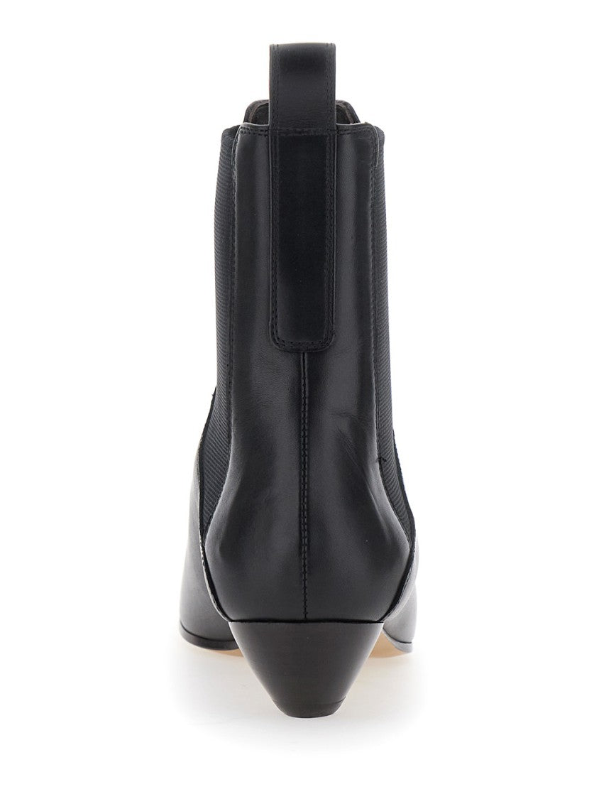 Le Monde Béryl Sculpted Black Leather Ankle Boots