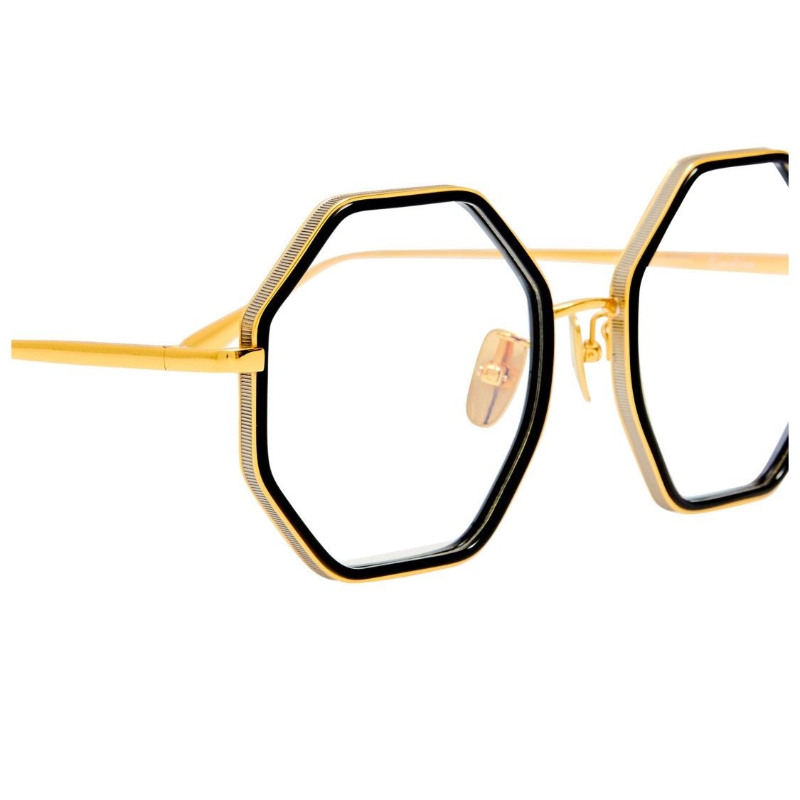Linda Farrow Octagonal Frame Eyeglasses With Thin Gold Arms