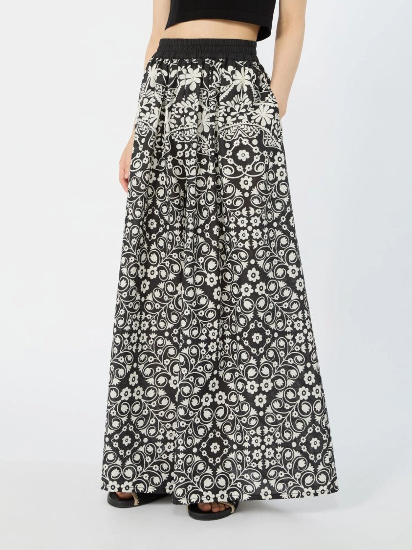 Max Mara Wide-Leg Trouser With Elastic Waistband And Floral Print