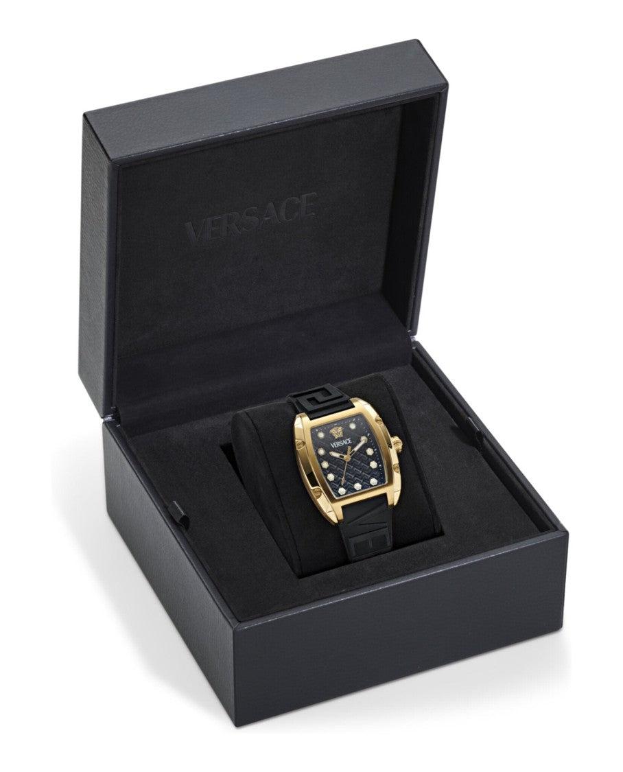 Versace Ip Yellow Gold And Black Silicone Versace Watch