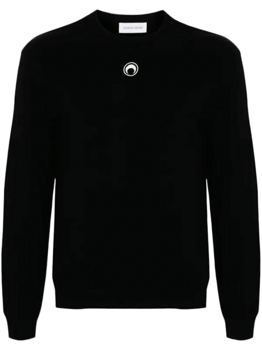 Marine Serre Minimalist Black Sweater With Subtle Emblem