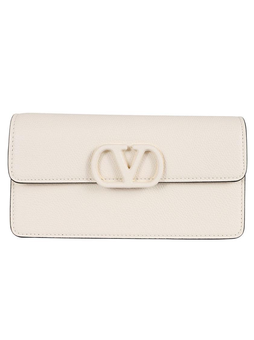 Valentino Garavani Textured Leather Wallet With Flap Closure And Accordion Interior