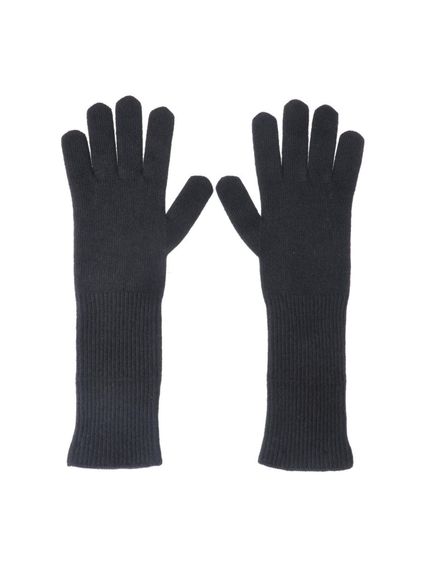 Mm6 By Maison Margiela Black Ribbed Knit Wool Gloves