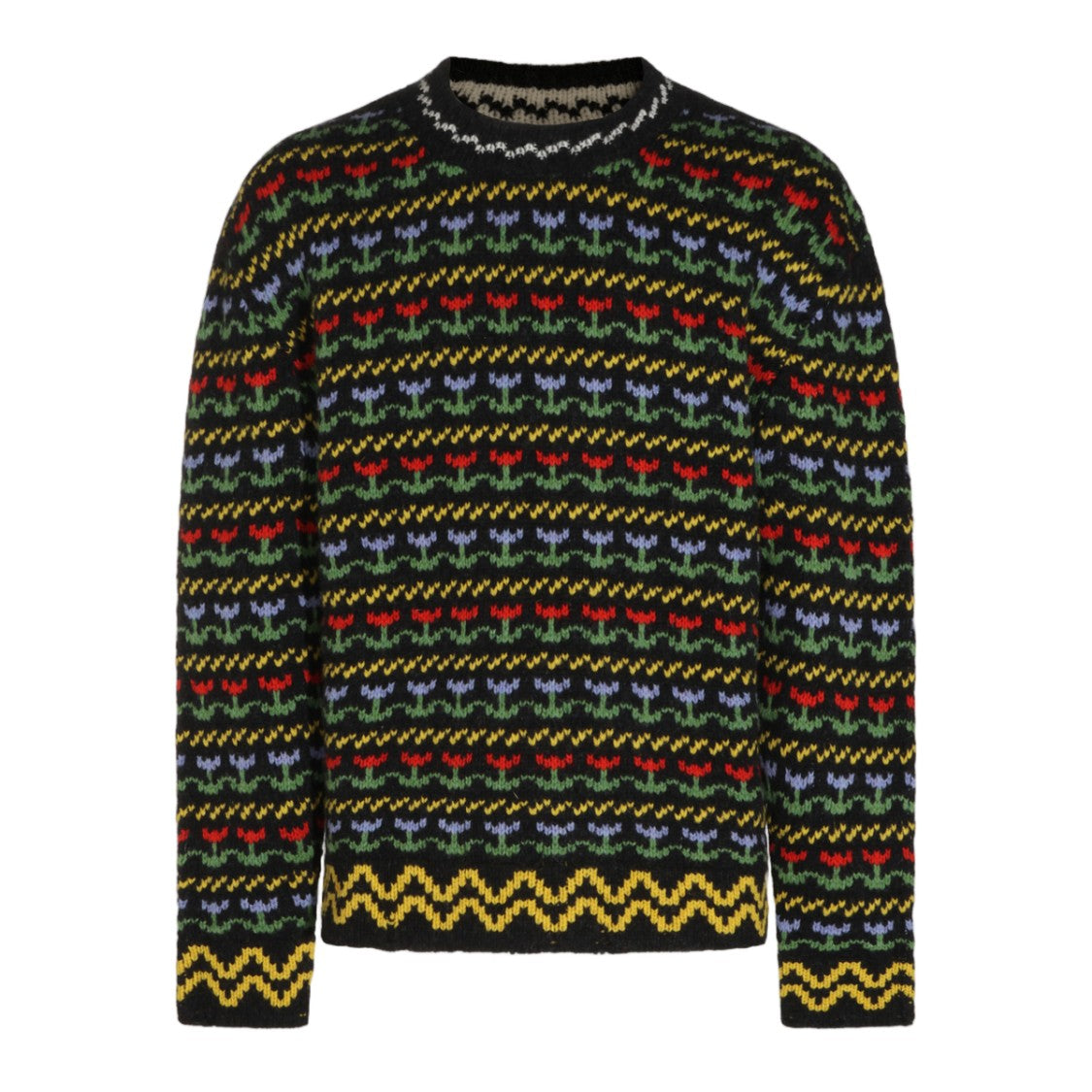 Marni Floral Zigzag Patterned Knitted Sweater