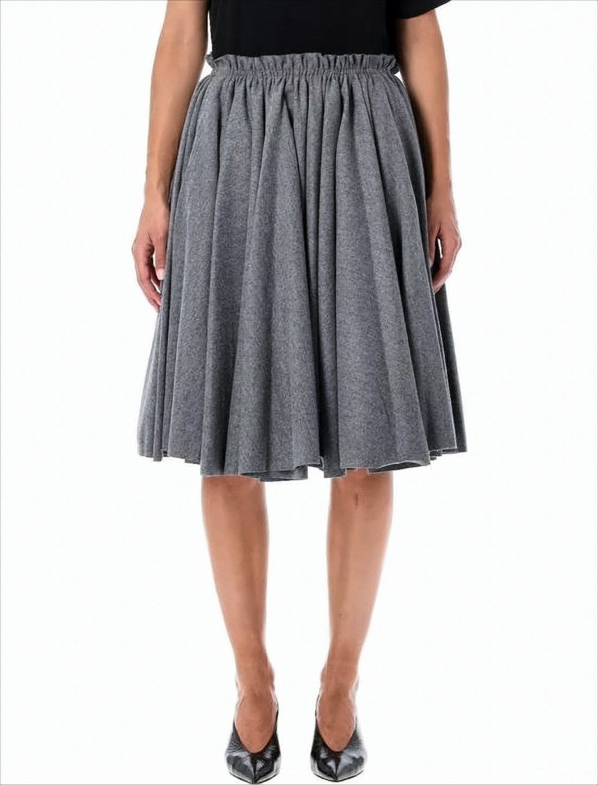 Ami Paris Voluminous Gathered Midi Skirt With Elastic Waistband