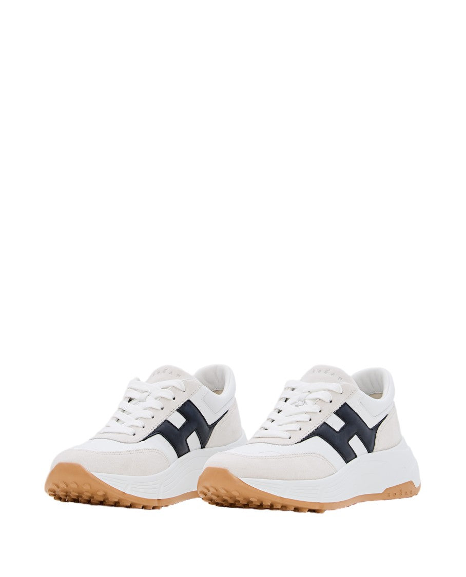 Hogan Leather Lace-Up Sneakers With Suede Accents And Bold Logo Detail