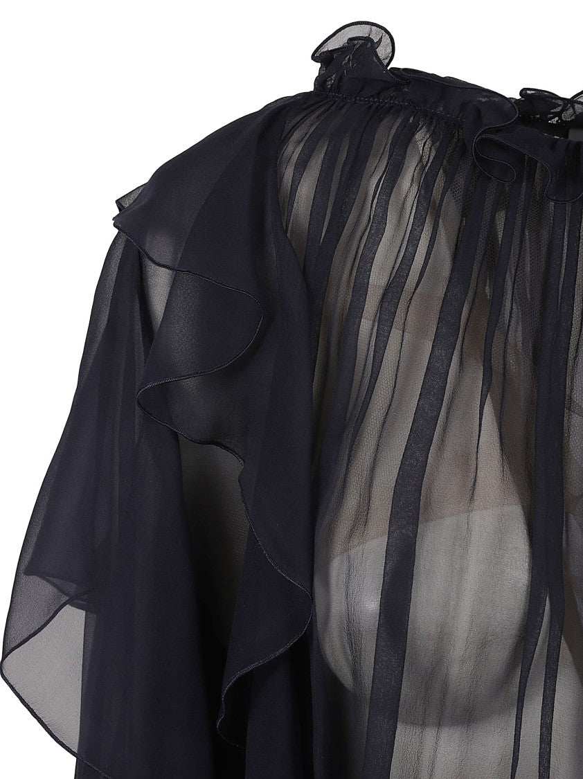 Alberta Ferretti Silk Blouse With Flowing Ruffles