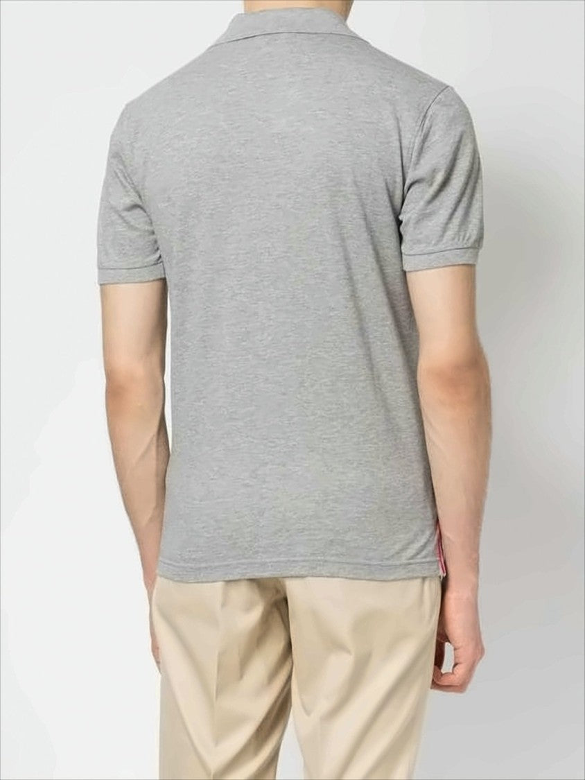Thom Browne Classic Grey Polo Shirt With Tricolor Accents