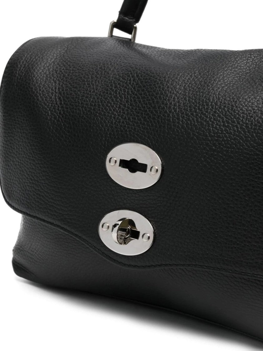 Zanellato Structured Black Pebbled Leather Handbag