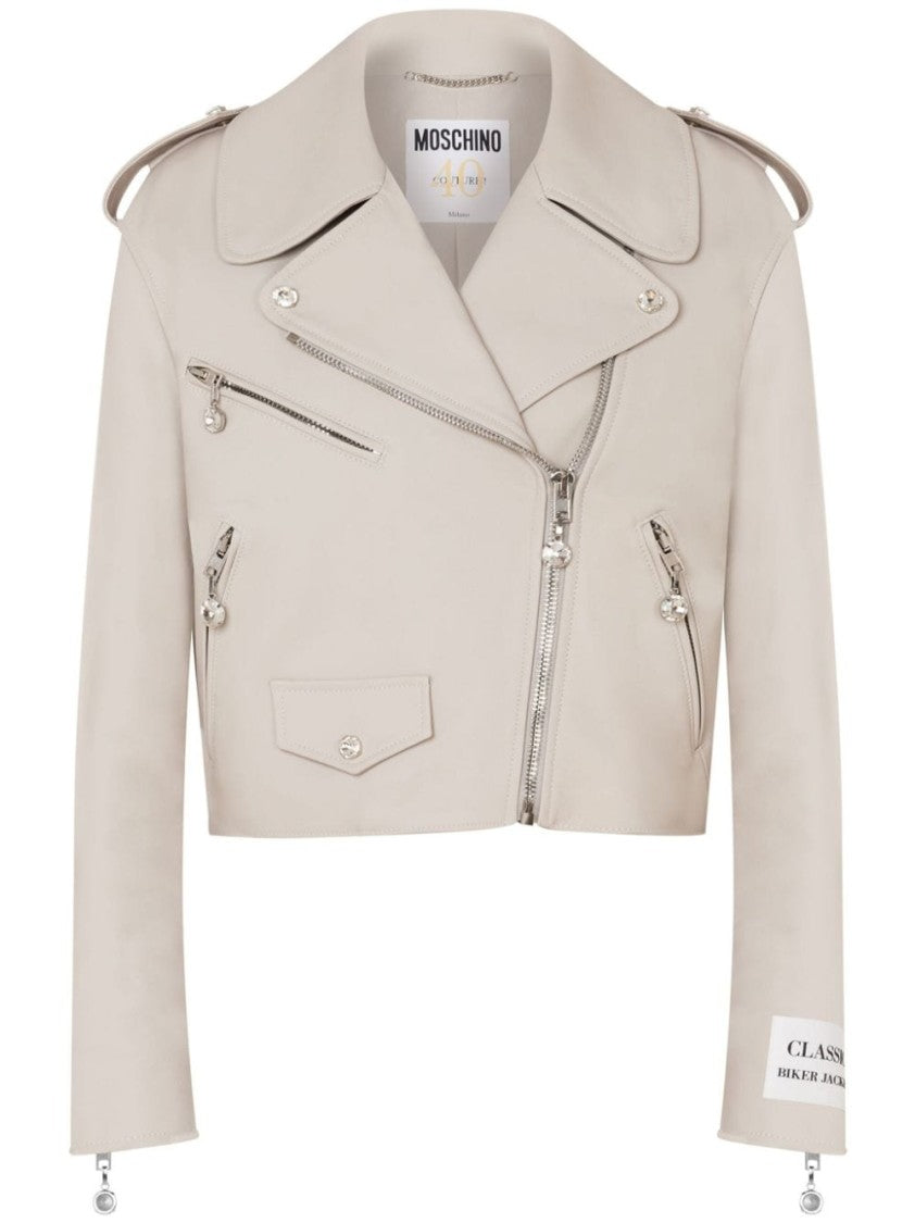 Moschino Cropped Beige Sheepskin Jacket