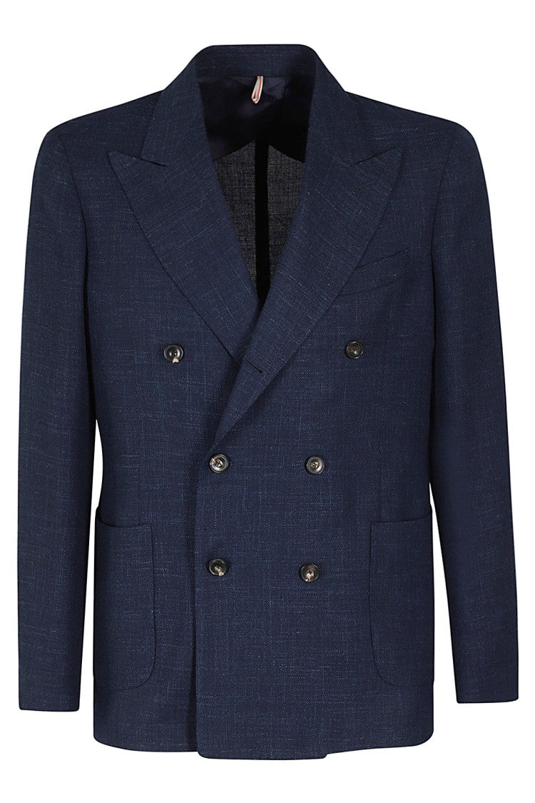 Santaniello Double Breasted Slim Wool Linen Jacket