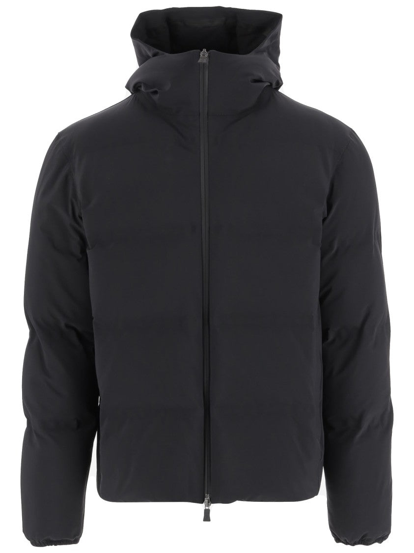 Herno High-Collar Hooded Down Jacket With Logo Detail