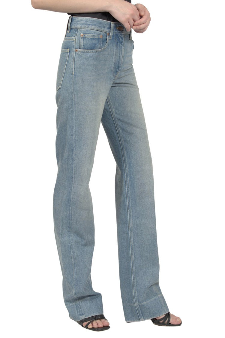 Valentino Blue Light Wash Cotton Wide-Leg Jeans