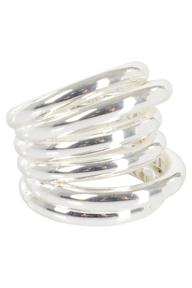 Federica Tosi Polished Silver-Plated Bronze Ring With Textured Design