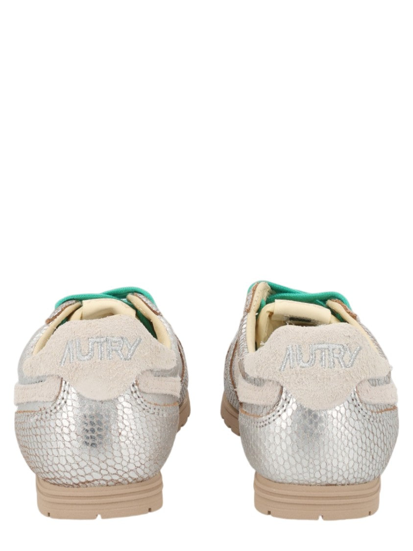 Autry Multicolour Textured Metallic Laminated Leather Sneakers