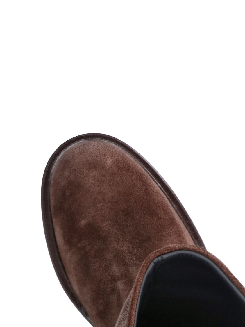 Poeve Brown Eva Round-Toe Suede Boots