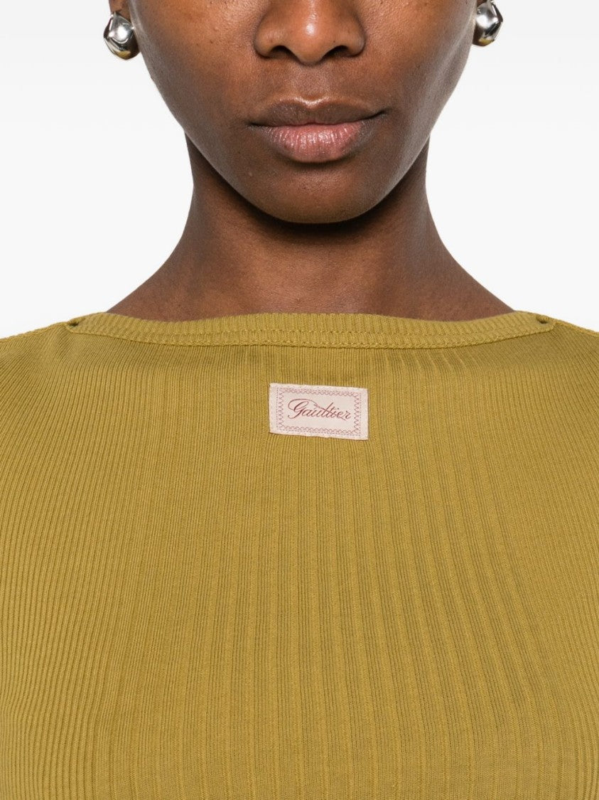 Jean Paul Gaultier Green Silk And Nylon Sleeveless Top