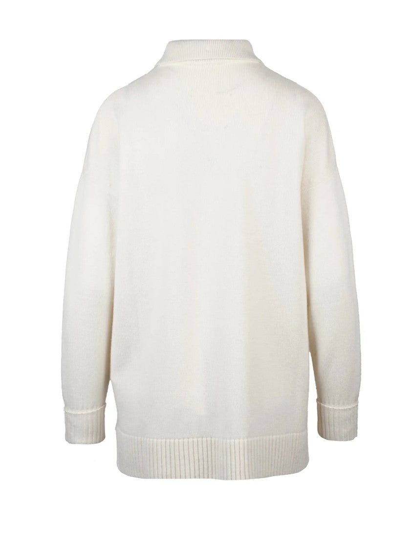 Max Mara White Cashmere Button-Down Cardigan