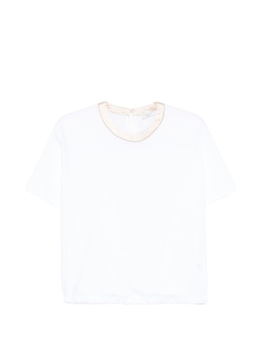 Peserico Short-Sleeved Shirt With Beige Trim
