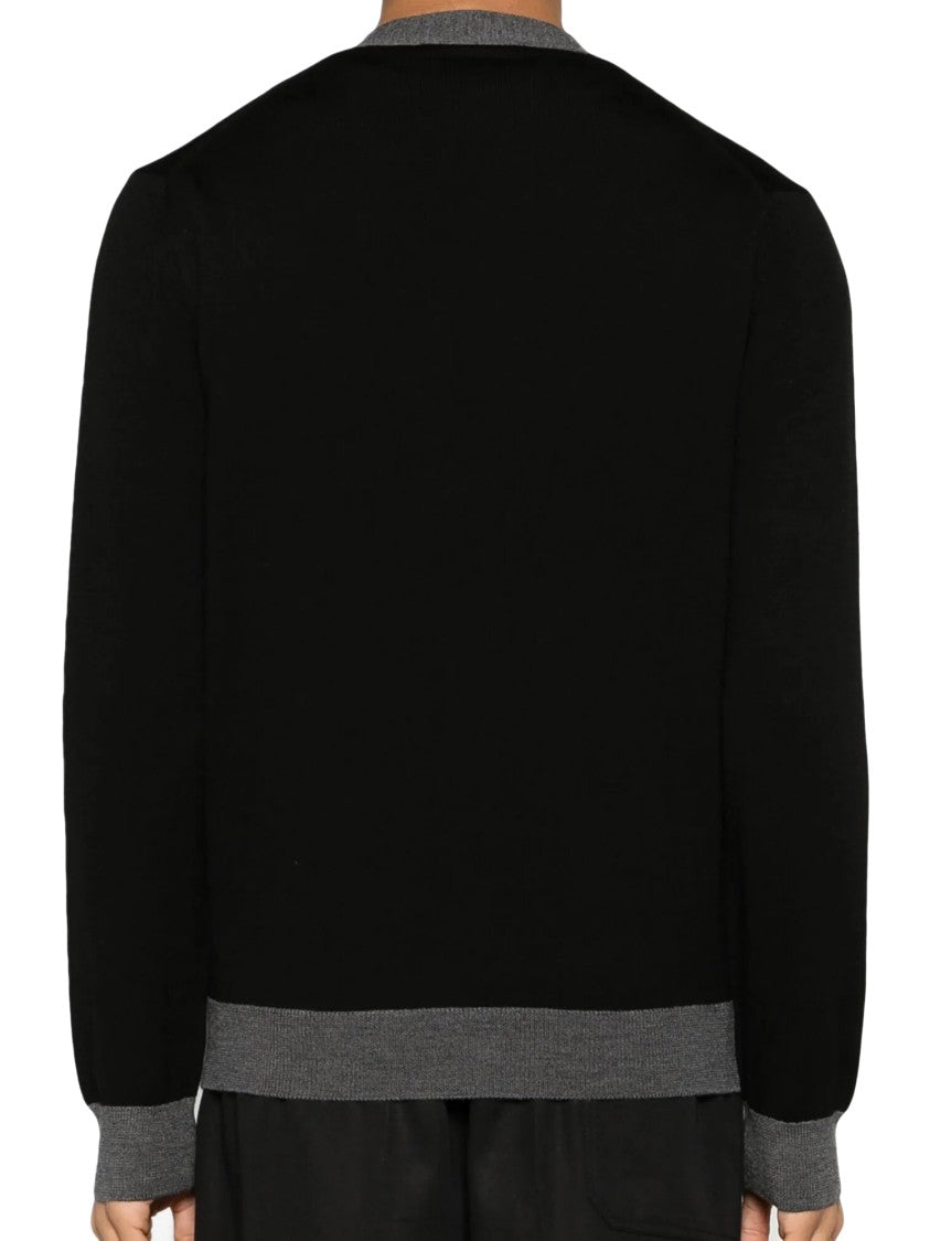 Maison Kitsuné Button-Up Wool Cardigan With Embroidered Detail