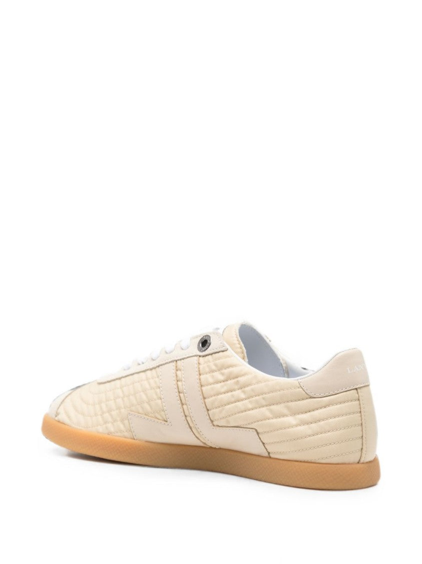 Lanvin Ecru Beige Quilted Sneakers With Logo Detail
