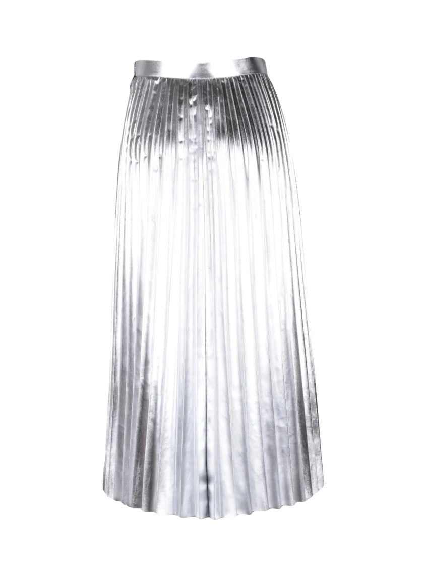Junya Watanabe X Comme Des Garçons Silver Pleated Fluid Polyester Maxi Skirt