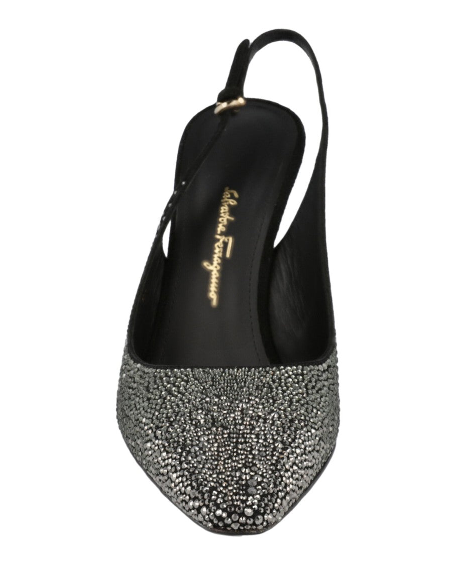 Ferragamo Jessie Crystal-Embellished Slingback Pumps