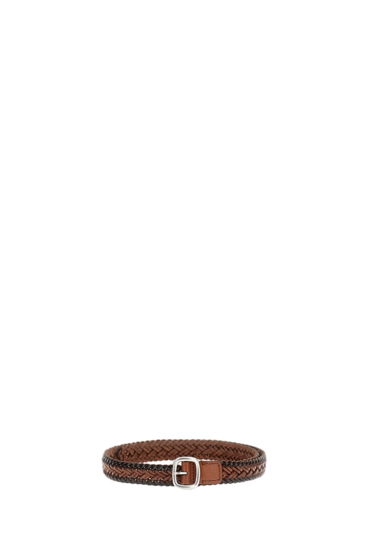 Hereu Bicolor Brown Braided Leather Belt