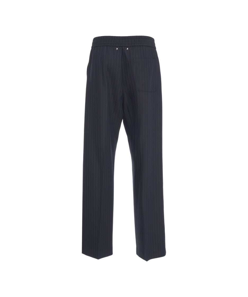 Golden Goose Tailored Blue Trousers With Subtle Pinstripe Pattern