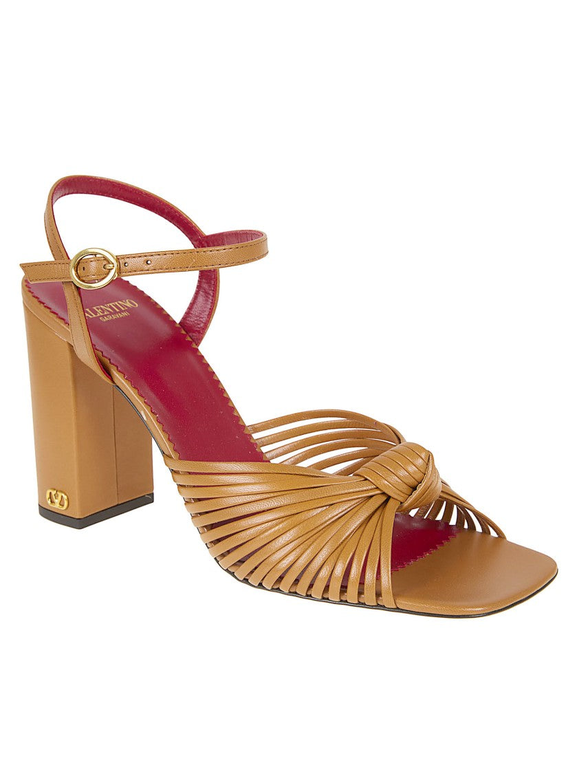 Valentino Garavani Goatskin Sandal With Block Heel And Vlogo Detail