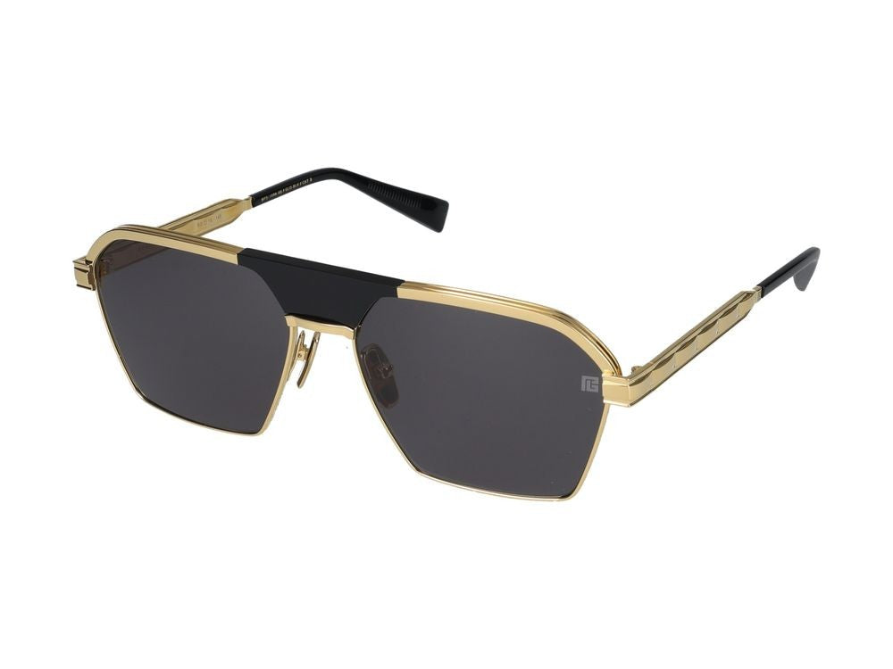 Balmain Geometric Acetate Sunglasses With Gold-Tone Metal Accents