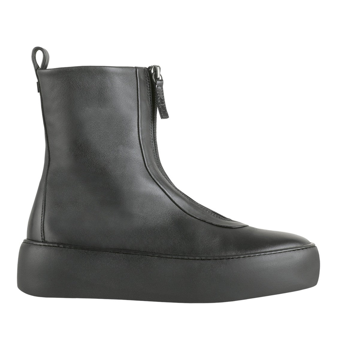 Högl Black Dylan Smooth Leather Front Zipper Wedge Ankle Boots