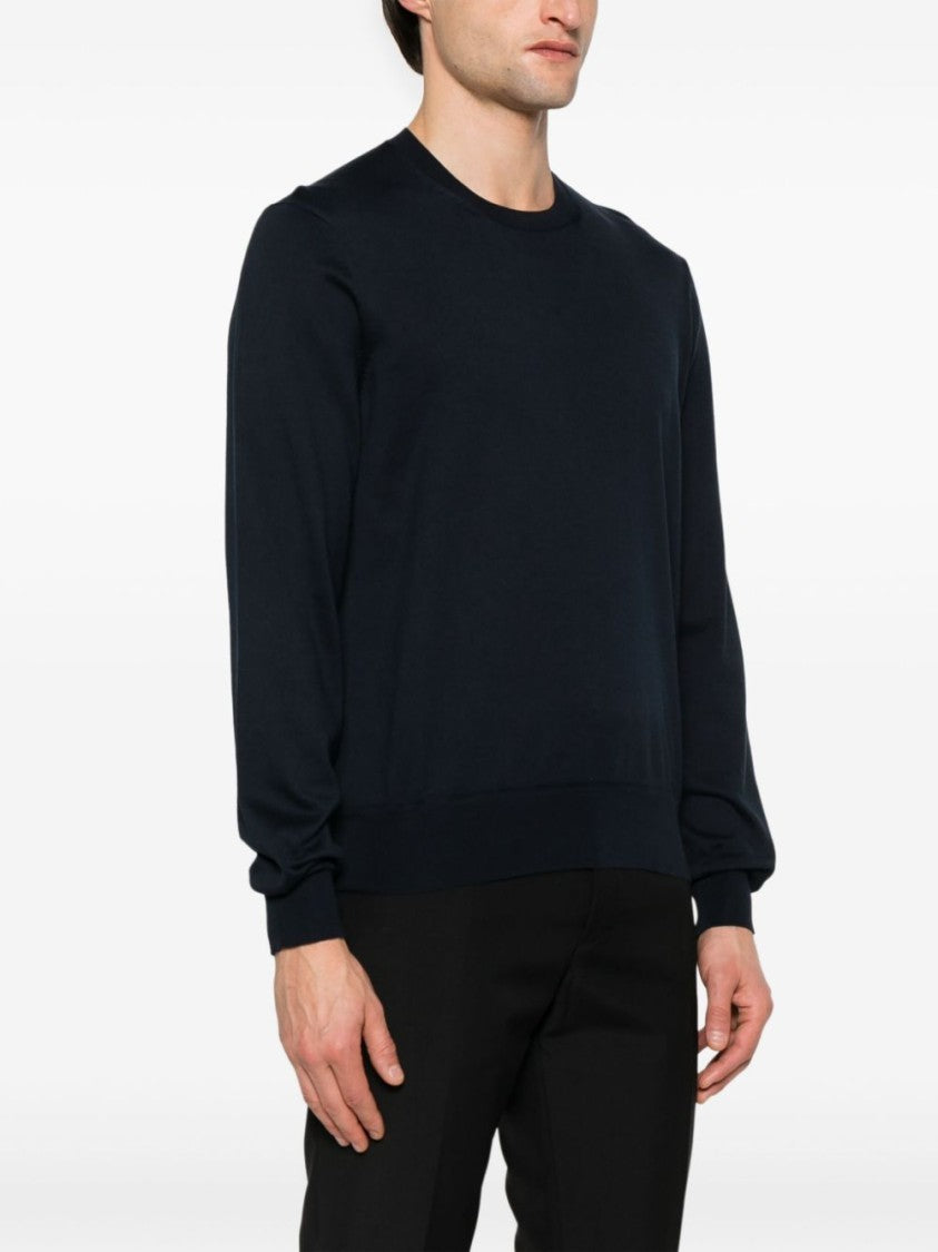 Tom Ford Blue Ribbed Cotton Knit Sweater